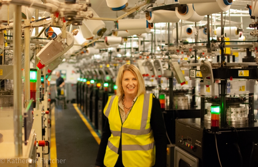 Katherine Fletcher MP visiting a local business