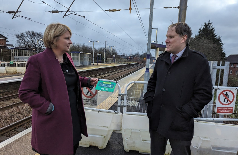 Katherine with Owain at Leyland Railway Station