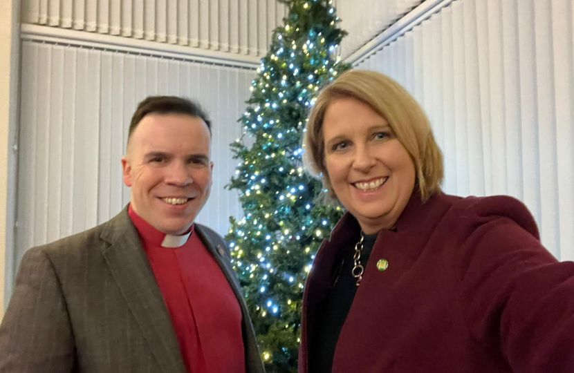 A selfie of Katherine Fletcher and the vicar, Tom Woolford