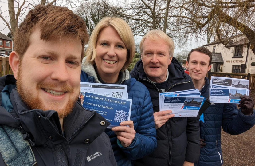 Katherine Fletcher out campaigning in Ulnes Walton