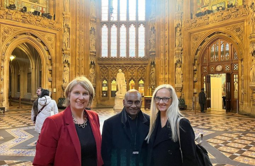 Katherine in Westminster with Professor Nihal Gurusinghe and his wife Vicky