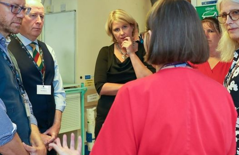 Katherine talking to staff at Royal Preston Hospital