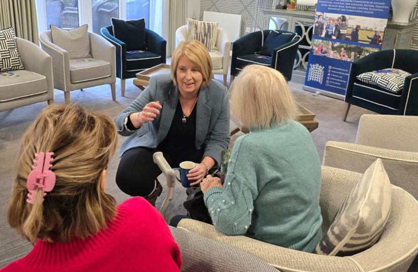 Katherine chatting to residents at Balshaw Court