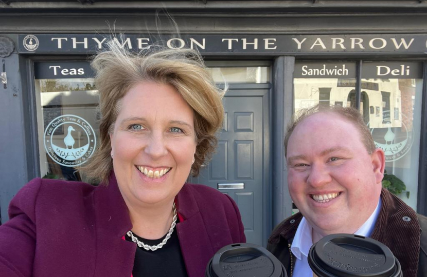 Katherine and colleague outside Thyme on the Yarrow cafe