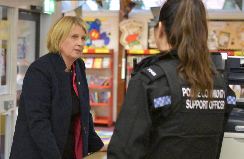 Katherine talking to a Police Community Support Officer