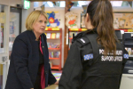 Katherine talking to a Police Community Support Officer