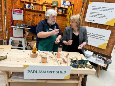 Katherine meeting Allan at a Parliament Shed