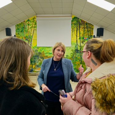 Katherine talking to constituents at a Q&A