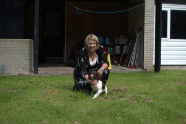 Katherine with a puppy