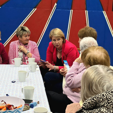 Katherine talking to a group of people