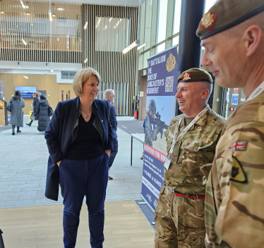 Katherine talking to the armed forces