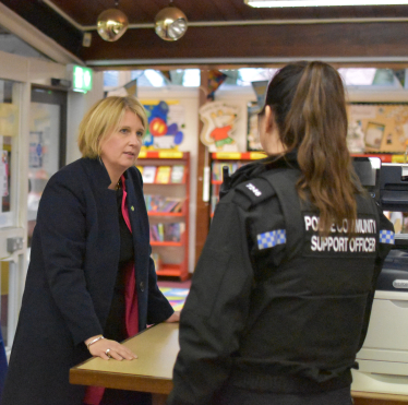 Katherine talking to a Police Community Support Officer